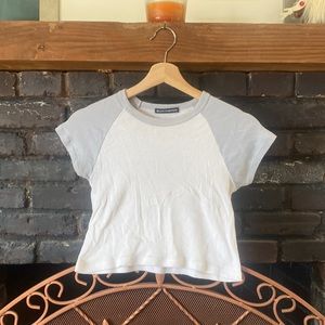 Brandy Melville Bella Top Pastel Blue and White Ribbed